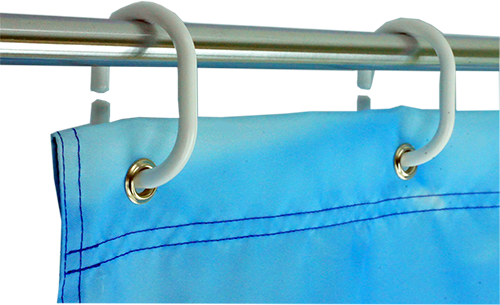 Вид подвески шторы фотопечатью на кольцах через люверсы